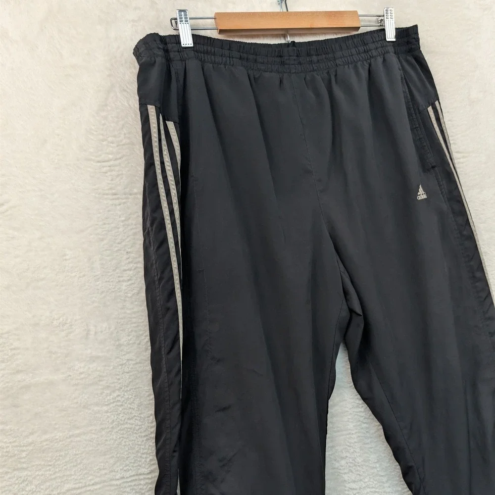 VTG Adidas Track Pants Men's 2XL Black White Stripe ClimaProof Mesh Lined Y2K